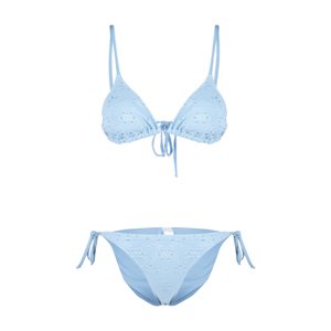 Trendyol Blue Triangle Tied Textured Regular Bikini Set