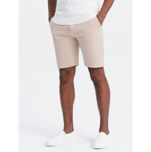 Ombre Men's structured knit shorts with chino pockets - beige