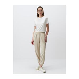 Jimmy Key Beige High Waist Elastic Leg Jogger Trousers