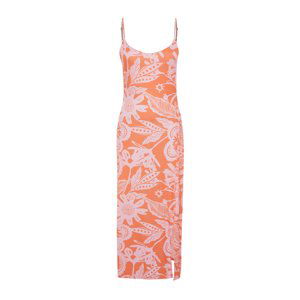 Trendyol Orange Printed A-line/Bell Form Slit Stretchy Knitted Maxi Dress