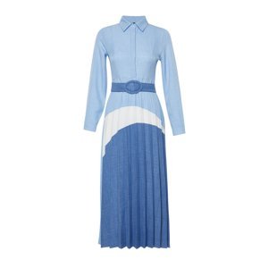 Trendyol Blue Color Blocked Woven Shirt Dress