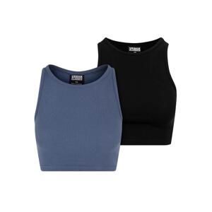 Women's Cropped Rib Top - 2 Pack Blue+Black