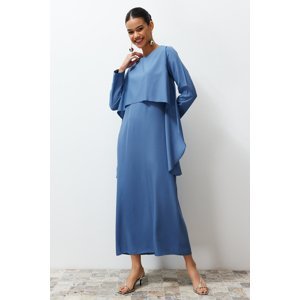 Trendyol Blue Plain Aller Detailed Woven Dress