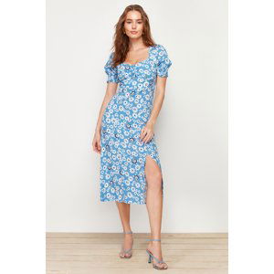 Trendyol Blue Floral A-line Viscose Midi Woven Dress