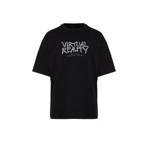 Trendyol Black Oversize/Wide Cut Short Sleeve T-shirt