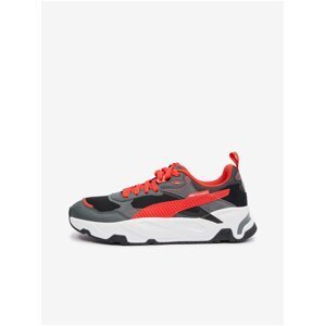Men's red and gray sneakers with leather details Puma F1 Trinity - Men's