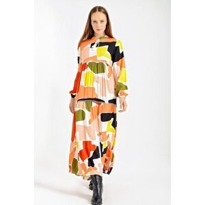 Bigdart 1627 Desert, Lace-up Hijab Dress - Saffron