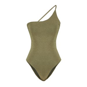 Trendyol Limited Edition Khaki Plain One Shoulder Glitter High Leg Regular Swimsuit