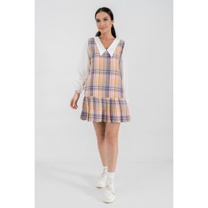armonika Women's Fuchsia Tweed Skirt Pleat Detailed Shirt Collar Mini Dress