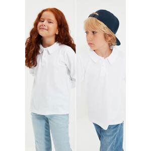 Trendyol White 2 Pack Unisex Polo Neck Knitted T-Shirt