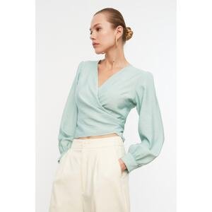 Trendyol Mint Tie Detailed Double Breasted Blouse