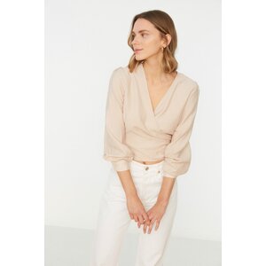 Trendyol Beige Tie Detailed Double Breasted Blouse