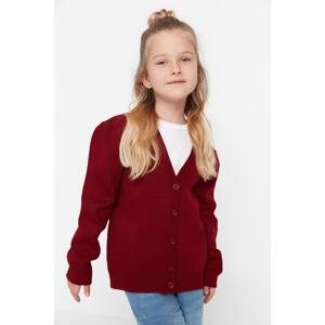 Trendyol Claret Red Girls' Knitwear Cardigan