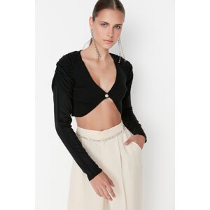 Trendyol Black Stone Buttoned Knitwear Blouse