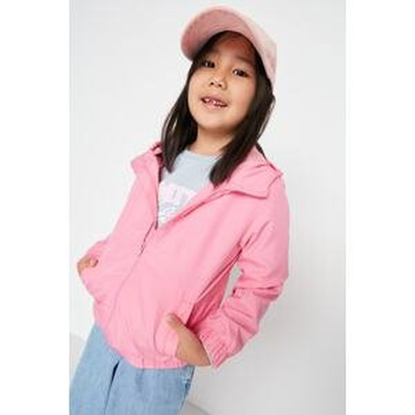 Trendyol Pink Basic Girls Raincoat with Pocket