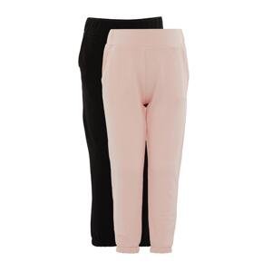 Trendyol Black-Pink 2-Pack Girls' Knitted Thin Sweatpants
