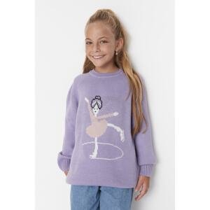 Trendyol Lilac Ballerina Patterned Girl Knitwear Sweater