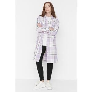 Trendyol Lilac Plaid Double Pocket Long Lumberjack Shirt