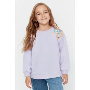 Trendyol Lilac Flower Embroidered Girls Knitted Thin Sweatshirt