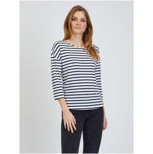 Cream Striped T-Shirt with Three-Quarter Sleeve ORSAY - Women