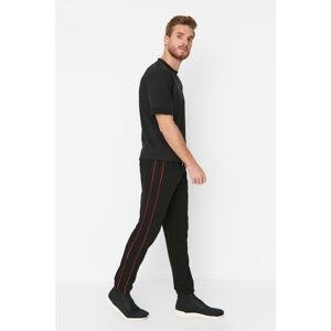 Trendyol Men's Black Regular Fit Printed Sweatpants with Bib Detail and Rubber Legs