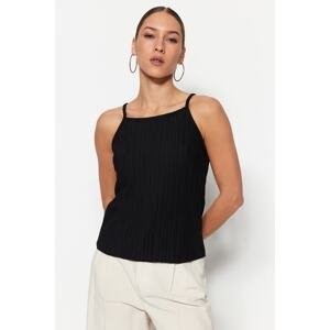 Trendyol Black Pleated Strap Knitted Blouse