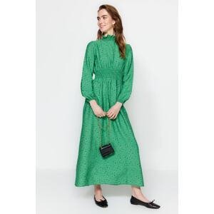 Trendyol Green Floral Pattern Gipe Detail Woven Dress