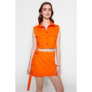 Trendyol Orange Pocket Crop Woven Shirt