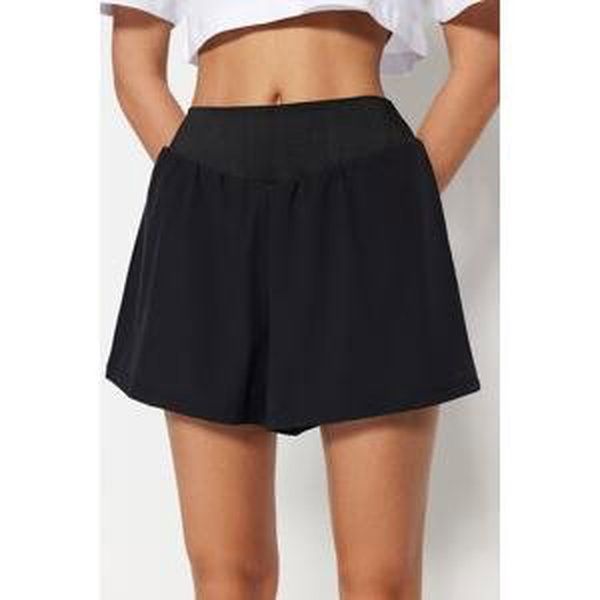 Trendyol Black 2-Layer Knitted Sports Shorts with Inside Shorts