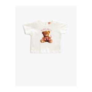 Koton Short Sleeve T-Shirt Crew Neck Teddy Bear Printed