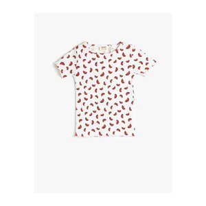 Koton Watermelon Printed T-Shirt Ribbed Short Sleeve Crew Neck Cotton
