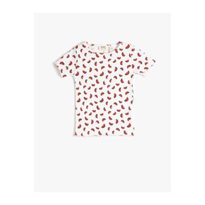 Koton Watermelon Printed T-Shirt Ribbed Short Sleeve Crew Neck Cotton