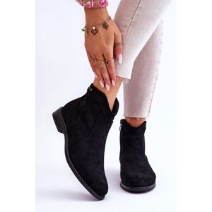 Women's Suede Boots with flat heels black Liana