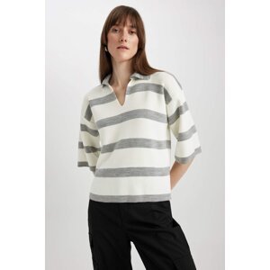 DEFACTO Relax Fit Polo Neck Striped Knitwear Sweater