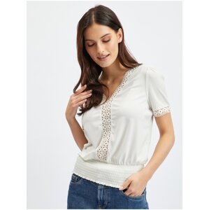 Orsay White Ladies T-shirt with Decorative Details - Women