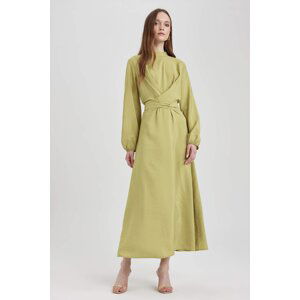 DEFACTO Shirt Collar Low Shoulder Long Sleeve Dress