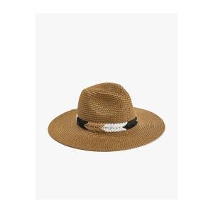 Koton Straw Hat Trilby Colored Embroidery Detailed