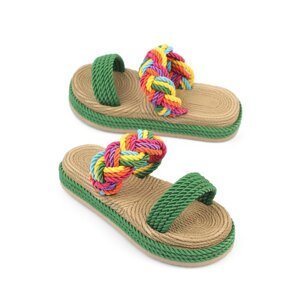 Capone Outfitters Capone Wedge Heel String Multi Green Women's Slippers
