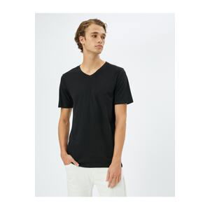 Koton V Neck T-Shirt Basic Short Sleeve Cotton