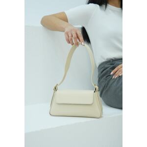 Madamra Cream Women's Plain Design Clamshell Tote Bag