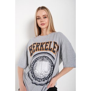 Know Women's Gray Oversize Berkeley Printed T-shirt