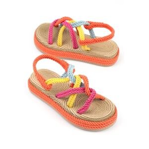 Capone Outfitters Capone Wedge Heel String Multi Orange Women's Sandals