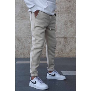 Madmext Beige Raised Basic Men's Sweatpants 5482