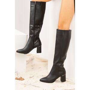 Fox Shoes Black Faux Leather Women's Boots