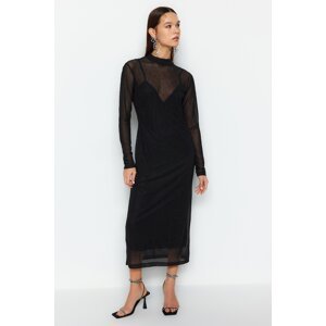 Trendyol Limited Edition Black Tulle Dress with Shiny Stones