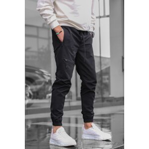 Madmext Black Zipper Detailed Parachute Jogger Pants