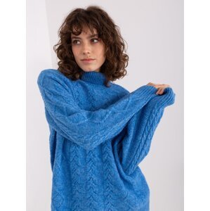 Blue Oversized Sweater with Cables