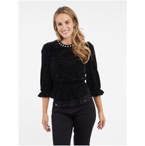 Orsay Black Women's Velvet Blouse - Women's