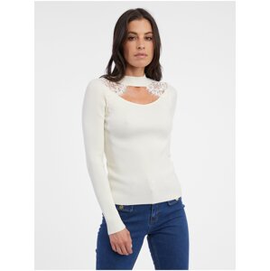 Orsay Women's Cream Light Sweater with Lace - Women