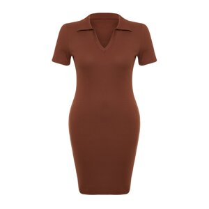 Trendyol Curve Brown Bodycone Mini Knitted Dress